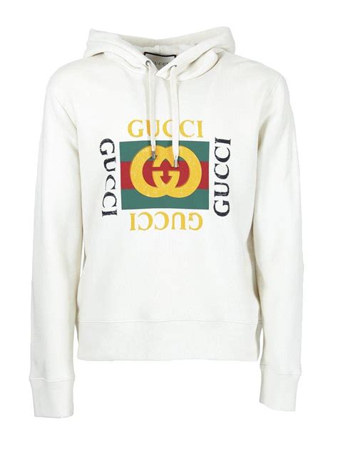 white gucci sweatshity|Cotton jersey hooded sweatshirt in off white .